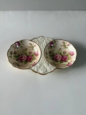 Vintage James Kent Ltd Rose Chintz Double Serving Dish Made in England 5203